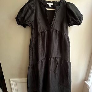 Kika Vargas for Target Black Tiered Puff Sleeve Midi Dress